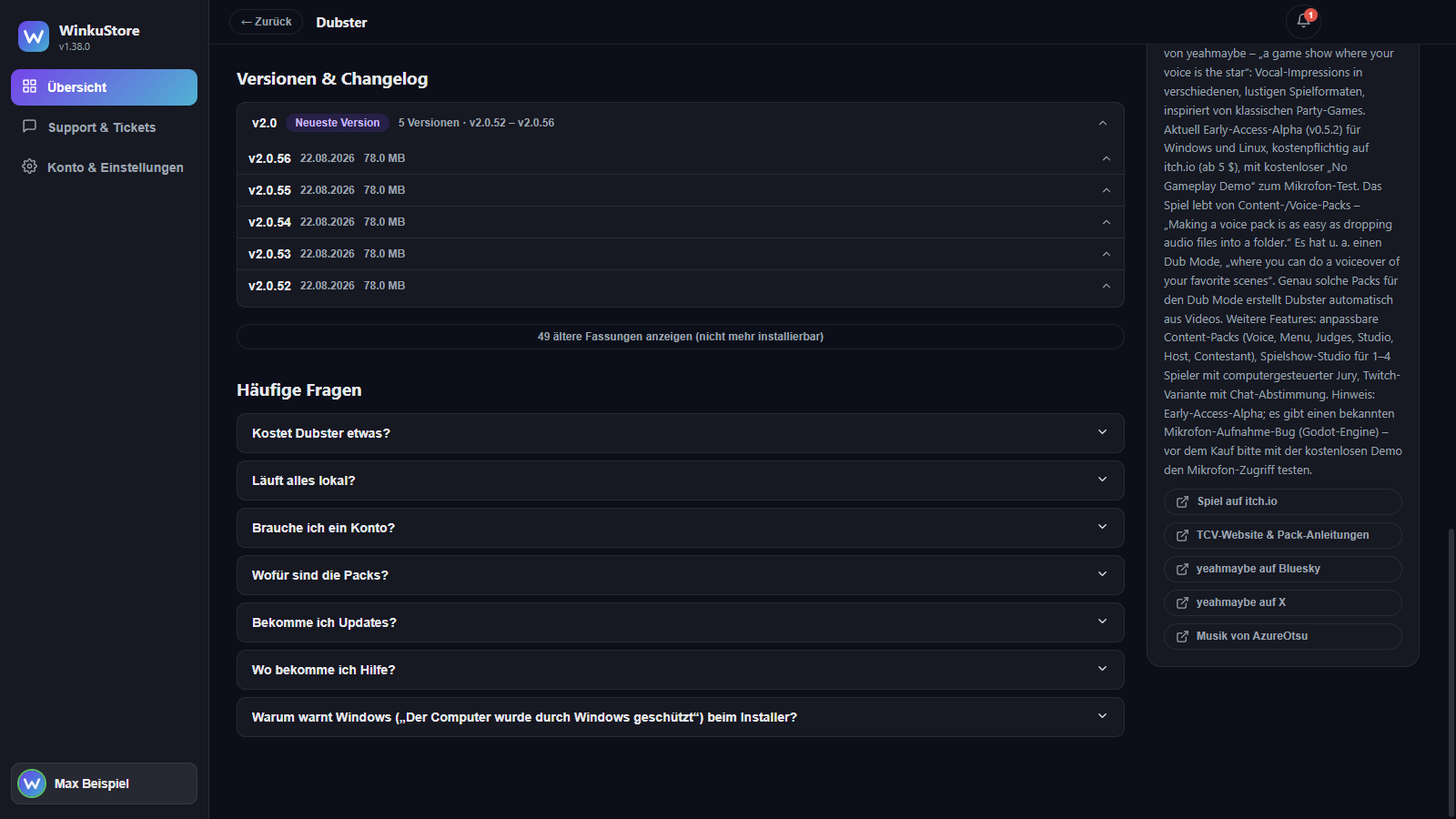 Versionsverlauf mit Changelog ? nach Versionsreihen geb?ndelt