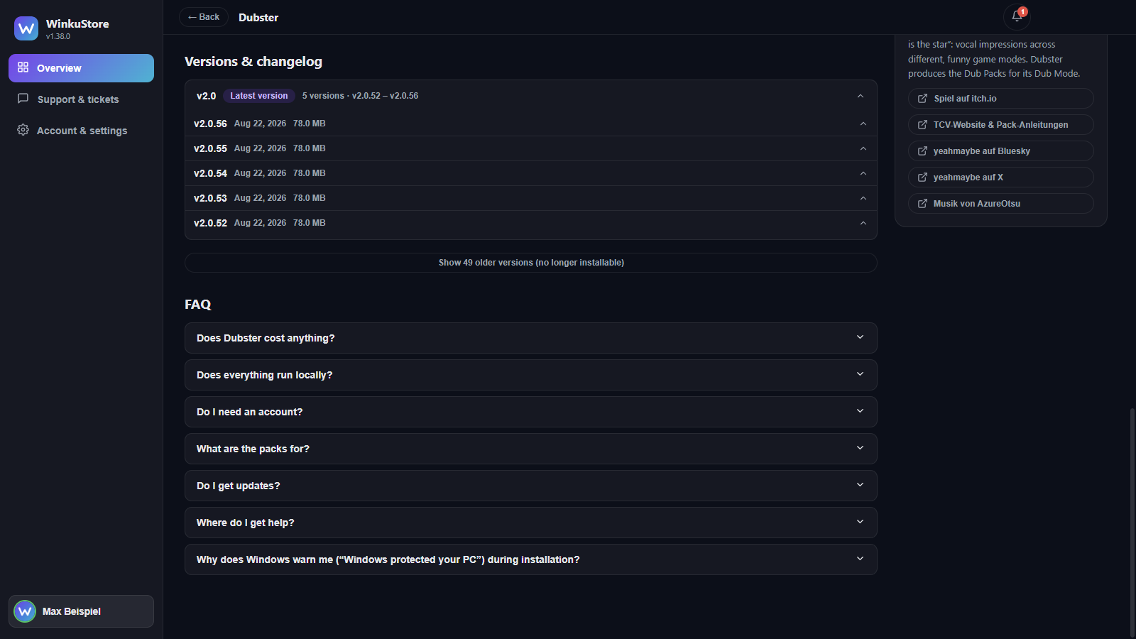 Version history with changelog ? grouped by release series