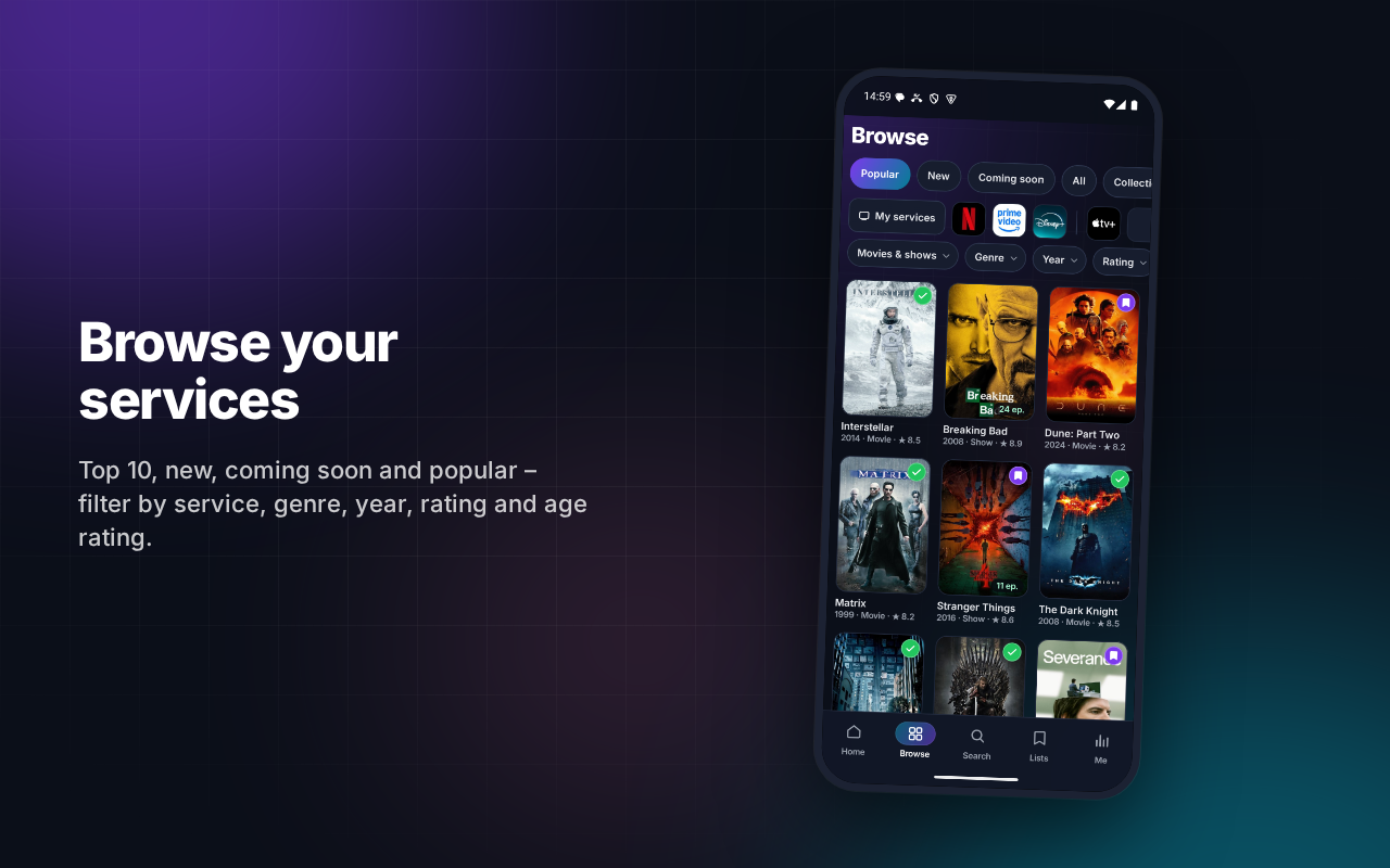 Browsing in Wovia: popular, new and coming soon, filtered by your services